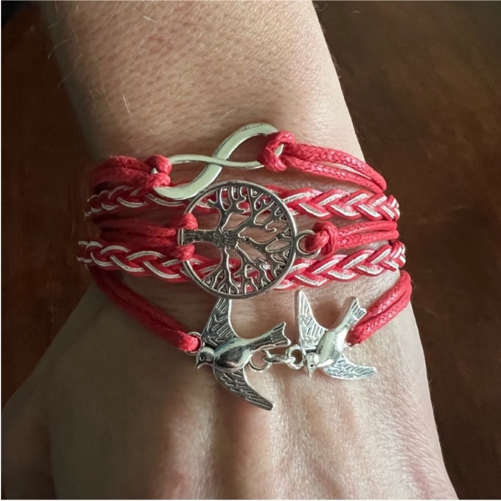 NWT Red Multi-Strand Bracelet with Tree of Life